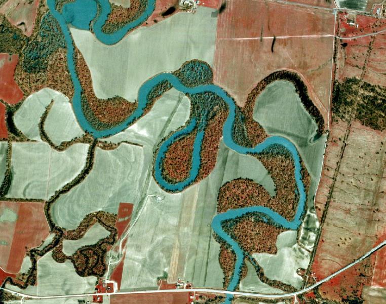 Air photo of oxbow lake along Genesee River near Geneseo, NY NYS Digital Orthoimagery Program
